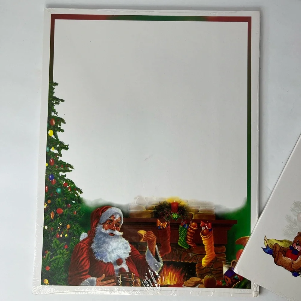 Holiday Christmas Stationary‎ by Perfect Print Santa Having A Snack & Xmas Toys